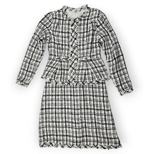 Julia Jordan Black and‎ White Tweed Long Sleeve Pullover Dress Women's Size 2